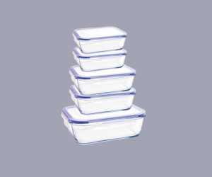 Kit Conjunto 5 Potes De Geladeira Hermético De Vidro Marmita Tampa Click (Azul): Praticidade e Qualidade para o Seu Dia a Dia