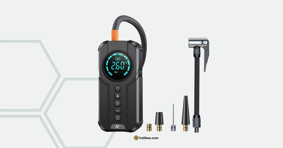 hallbee bomba de ar eletrica portatil calibrador compressor de ar automotivo